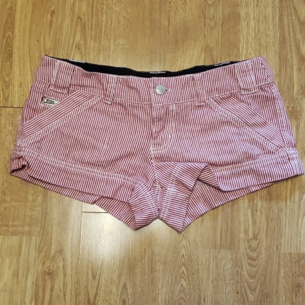 Delia's red/white striped engineer shorts sz 3